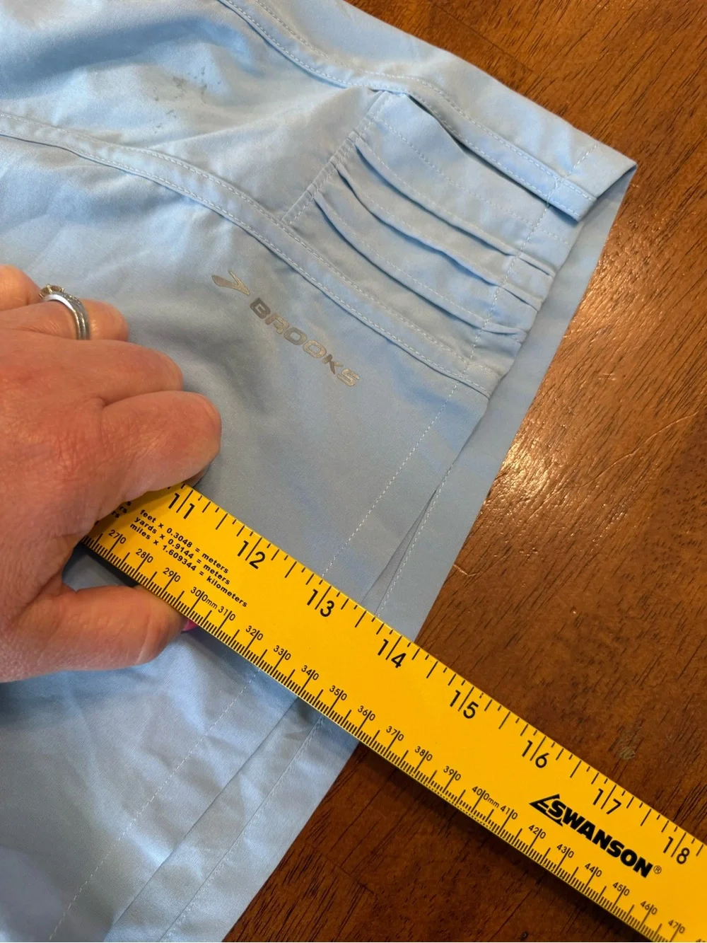 Brooks Women’s Running Skort Light Blue w/ Green Floral Waistband Pleated size L - Picture 5 of 10